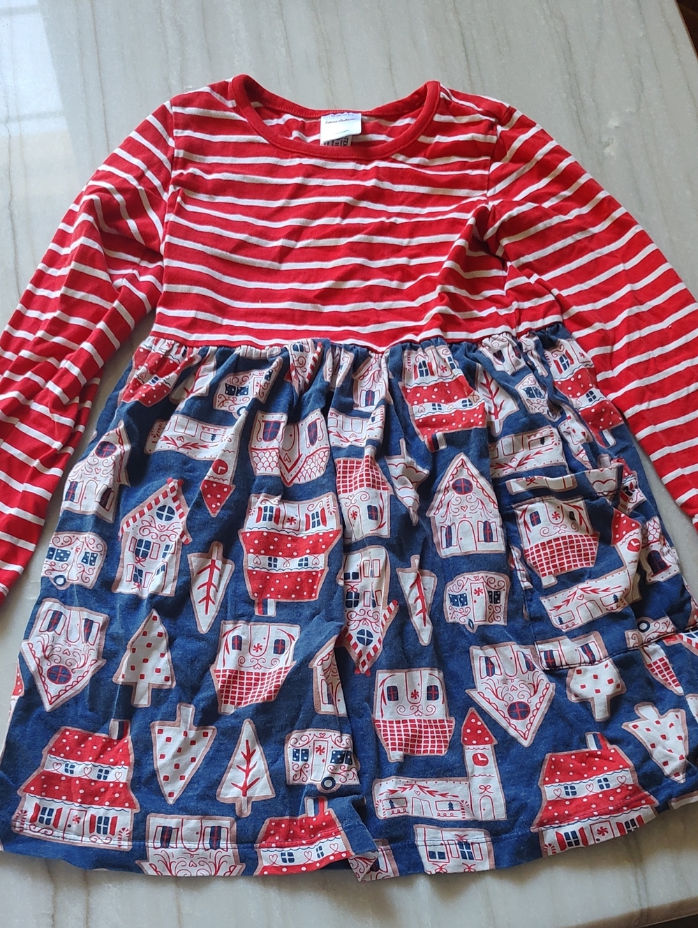 Hanna Andersson Kids Red & Blue Holiday Stripe Dress